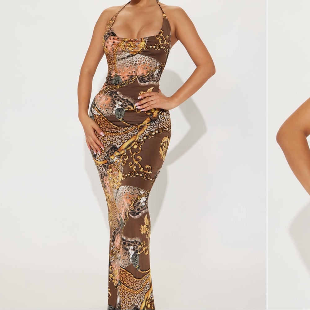 Animal Print Halter Maxi Dress